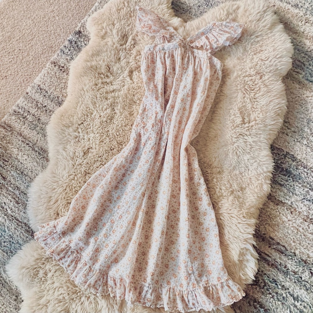 ❄️❤️‍🔥DÔEN ‘Nisha’ Dress Alabaster Countryside Ruffle Calico Maxi Dress XS - Picture 6 of 14
